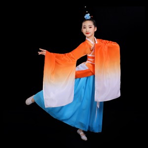 Kids chinese traditional Classical dance costumes children hanfu stage performance fairy princess cosplay kimono dresses