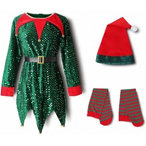 Kids Christmas Party kids Girls  Santa clause dress up cosplay costume parent-child outfit cute green red sequin elf boy and girls kindergarten performance outfits