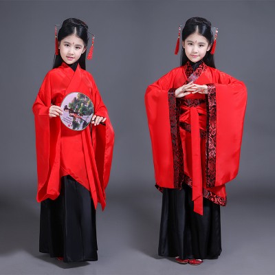 kids girls chinese hanfu children chinese folk dance costumes fairy drama princess cosplay kimono dresses