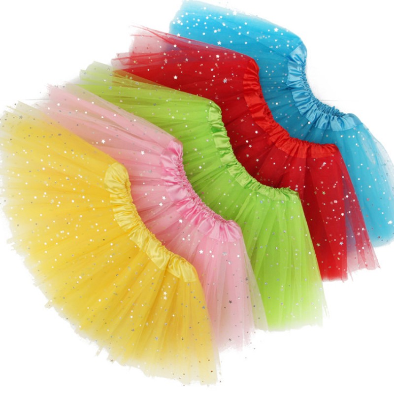 Kids jazz  modern dance skirts for girls baby rainbow colored stage performance tutu skirts