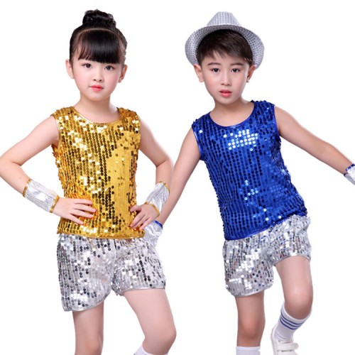 Kids modern dance hiphop jazz  dance costumes stage performance singers gogo dancers outfits
