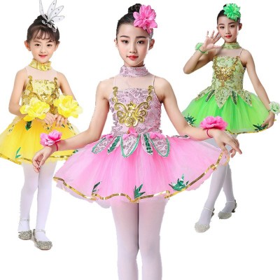 Kids modern dance princess jazz dance dress kindergarten school chorus stage performance dresses