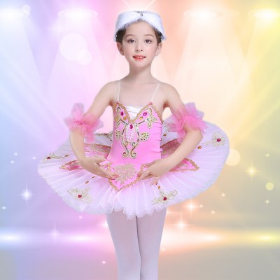 Kids pink ballet dresses competition professional tutu skirts performance professional ballet dancing skirt costumes