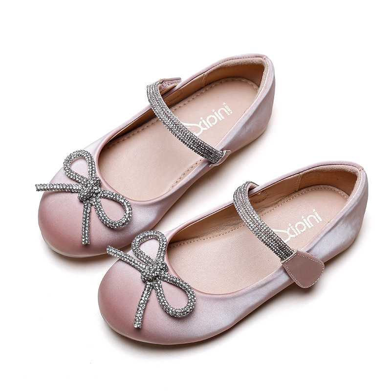 Kids shoes princess pearl shoes  girls soft bottom shoes wholesale Velcro children birthday party cosplay flat princss shoes choir performance flats for children