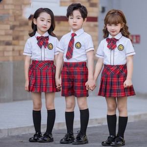 kindergarten uniform class uniform primary school uniform customized short sleeve shirt British set