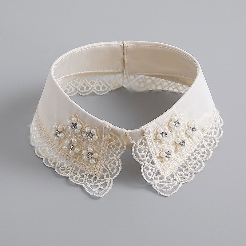 Korea Sweet retro lace flower fake collar Pearl diamond dickey collar Fashion collar Versatile detachable collar fashion