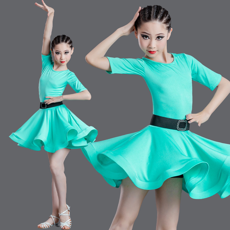 Latin Dance dress for girls kids white black ming color ballroom latin dance skirts stage performance practice dance wear for children