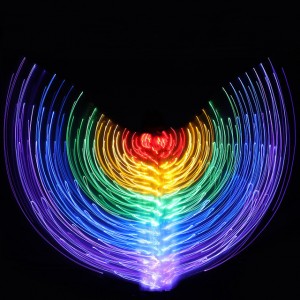 LED luminous rainbow colored glowing belly dance wingsfor women adult colorful adult belly performance costumes fairy drama cosplay gold wing props