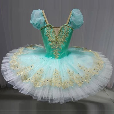 Light yellow mint tutu skirt ballet dance dresses for girls kids ballerina classical sleeping beauty flat tutu  for baby