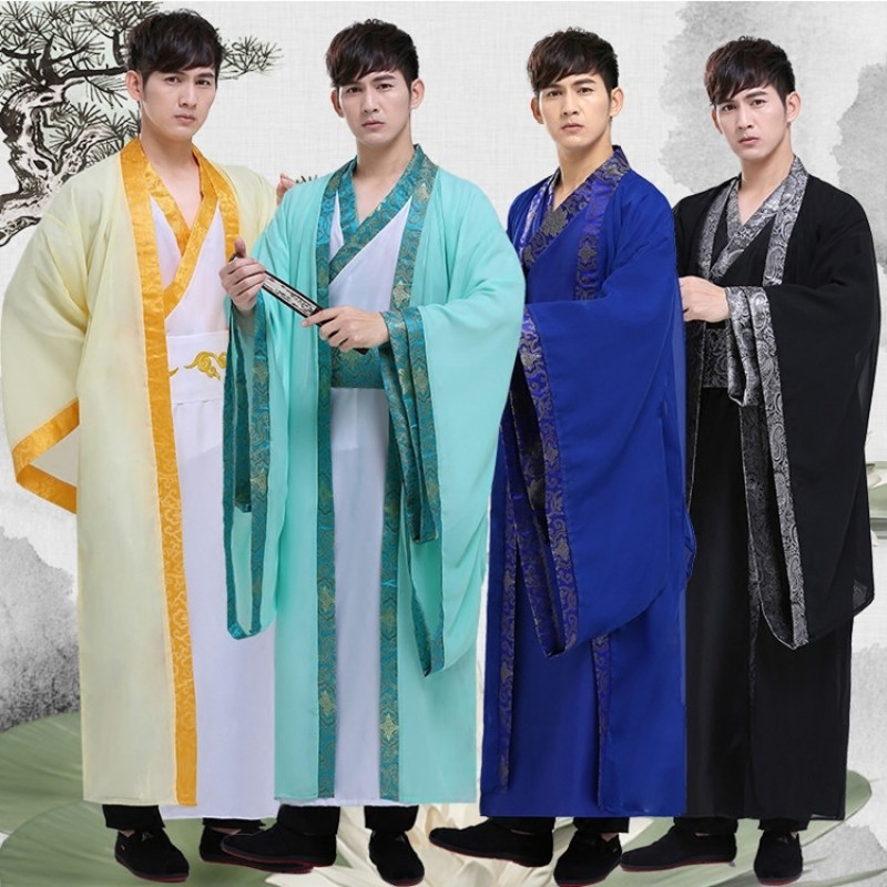 Men's Chinese folk dance costumes for male hanfu warrior swordsmen ancient traditional  drama cosplay robes dresses