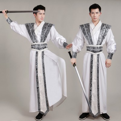 Men's Chinese folk dance costumes hanfu for male competition stage performance swordsman drama photos cosplay robes dresses