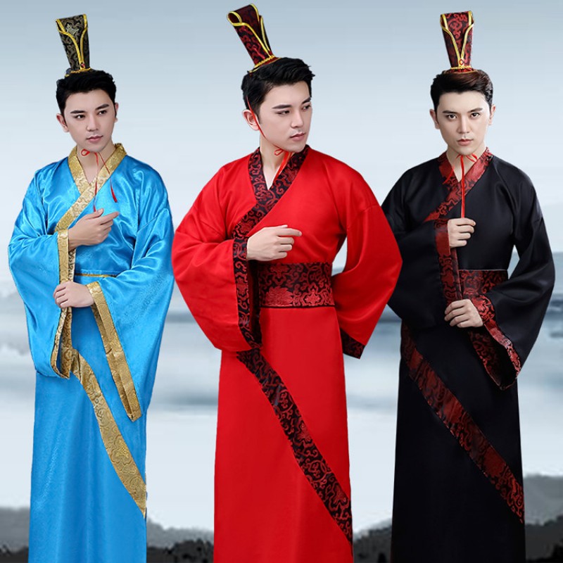 Men's chinese folk dance costumes Hanfu  traditional emperor drama cosplay robes dress clothes