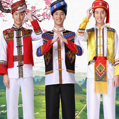 Men's chinese folk dance costumes male china Miao Hmong minority drama cosplay dresses clothes