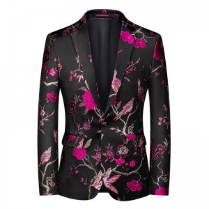 Men's fashion jacquard woodpecker leisure suit jacket stage banquet single west coat of cultivate one's morality