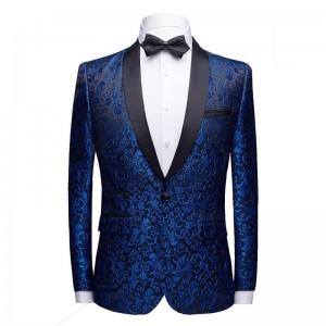 Men's fashion small broken flower blazer shawl collar party groom suit singers perform coat of cultivate one's morality