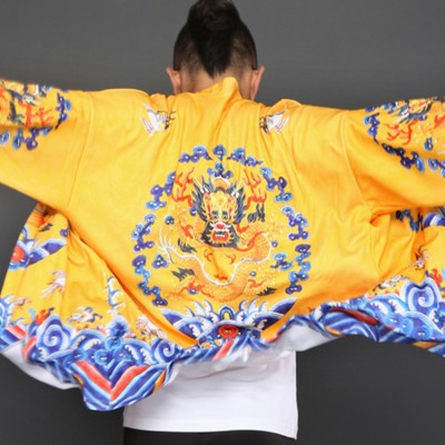 Men's  hanfu tops Chinese  folk dance dragon tops china style emperor cosplay dragon robe coats