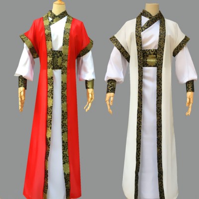 Men's hanfu traditional chinese folk dance costumes warrior swordsmen drama cosplay robes costumes clothes