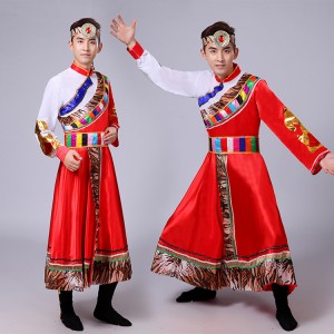 Men's Mongolian dance costumes male chines ancient traditional stage performance robes dresses