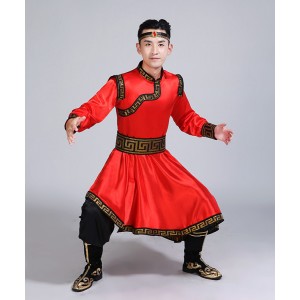 Men's Mongolian dance costumes Men's chinese folk dance costumes riding cosplay robes