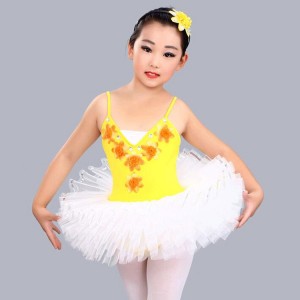 Modern dance little swan lake ballet dance dresses for girls children stage performance tutu skirt professional competition gymnastics dresses