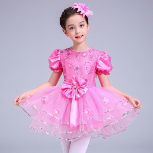 Modern dance princess dresses for girls children pink white princess fairy party cosplay chorus stage performance jazz ballet party cosplay costumes 