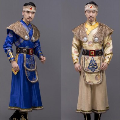 Mongolian Dance costume for men male Mongolian prince swordsman performance gown chopstick dance Tibetan dance robe ethnic minority male