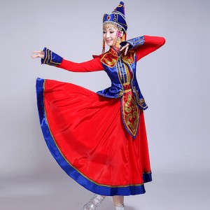 Mongolian dance dress for women female ethnic national grassland performance  drama cosplay photos dance robes costumes