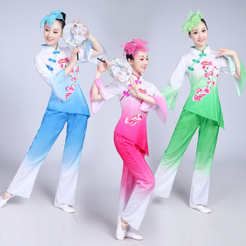 new ancient chinese folk dance costume women folk dance costume for woman fairy fan umbrella women new year cosplay costumes