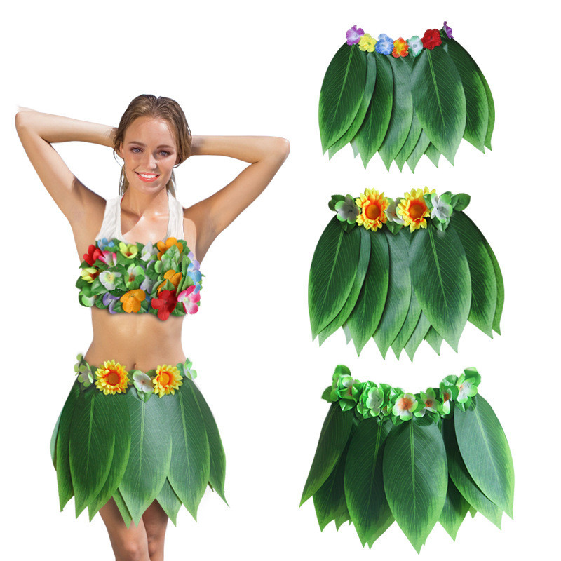 Party Hawaii children adult simulation leaf hula dance leaf skirt beach dance holiday party decoration performance skirt