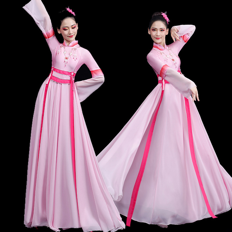 Pink Chinese folk Classical dance costumes Chinese style Hanfu Han Tang dynasty ancient traditional princess Queen Fairy Dance dresses
