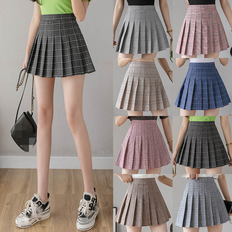Pleated skirt female han edition new skirts short skirt ofHigh Waist Pleated Skirts  group of student embroidery skirt of summer autumn Pleated Mini Skirts