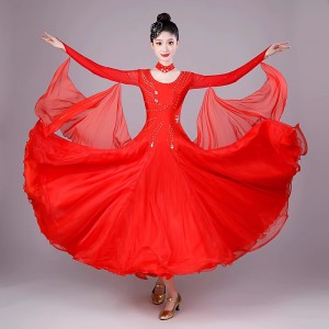 Red Ballroomdance dresses For women girls national standard modern dance glitter waltz tango foxtrot smooth rhythm competition gown for female