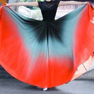 Red black gradient flamenco dance skirts for women girls Spanish bull dance swing skirt modern dance long skirts for female