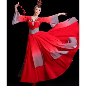 Red chinese folk dance dress for women chinese Classical dance costume hanfu Han Tang Dynasty princess dance costume fairy dress