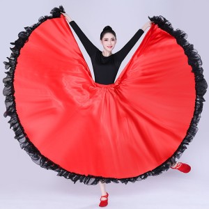 Red flamenco skirts for women girls Spanish folk bull dance ballroom dancing skirts swing skirts