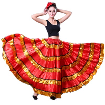 Red flamenco skirts Spanish bull dance skirts stage performance ballroom dancing skirts 