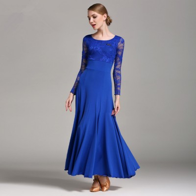 Royal blue ballroom dancing dresses for women  practice waltz dance dress