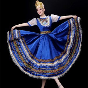 Russian national dance dress for women girls European palace princess maid outfit Stage performance opening dance big swing skirt