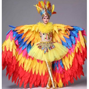 Sunbird turkey feather samba carnival dance costumes flamenco dance dresses for women stage opening dance wear for modern dance performances for adults