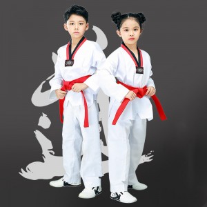 Taekwondo suit children adult long sleeve short sleeve cotton men's and women's custom striped Taekwondo suit