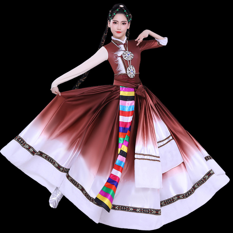 Tibetan dance dress for female 56 minority wind dance Mongolia solo dance trans Mountain performance clothing Xinjiang performance clothing