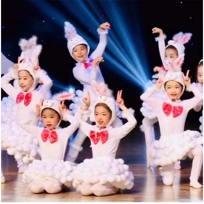 Toddlers kids girls Little White Rabbit anime drama cosplay costume Birthday party kindergarten cartoon animal drama bunny dance performance outfits for children