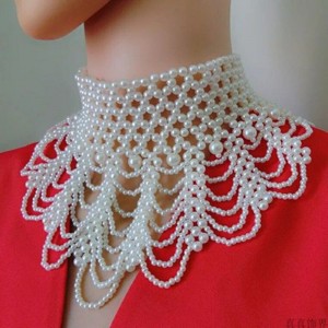 Wavy Pearls  fake detachable collar for women's collars turtleneck Stranded hand woven Fashion Pearl Necklace Scarf Necklace dickey collars for evening prom dresses 