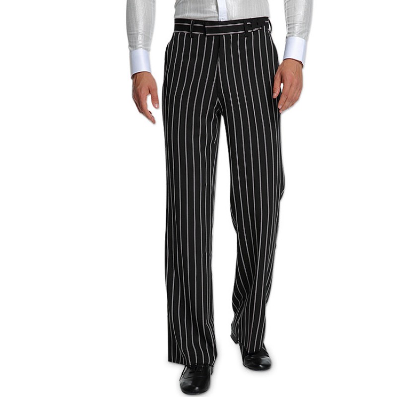 White and black striped latin dance pants for women female competition stage performance ballroom dancing long trousers