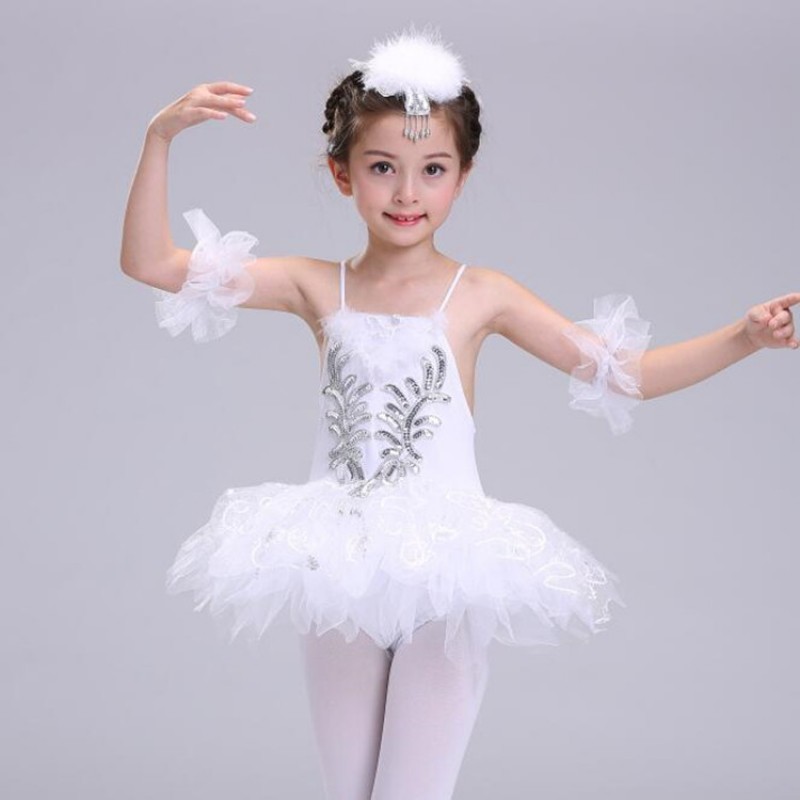 White ballet dress for girls swan lake competition stage performance ...