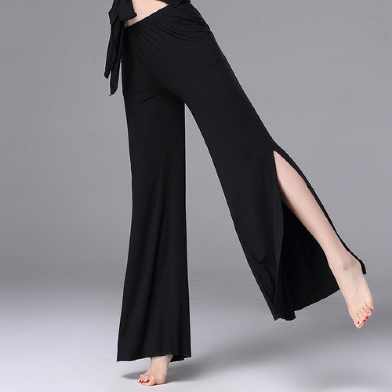 117126001 Draw String Training Black Pants With Skirt Modern Dance Pants