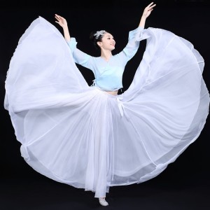 White color women's lead dancers singers modern dance stage performance big skirted long skirts