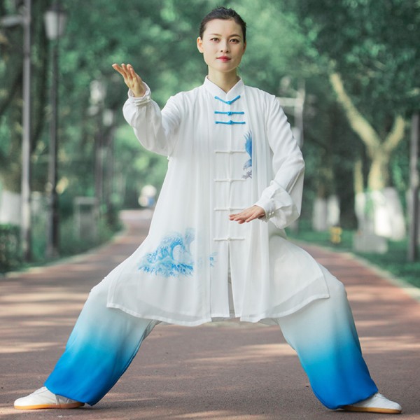 Women Tai Chi Outfits Top+pants Martial Arts Kung Fu Yoga Uniform