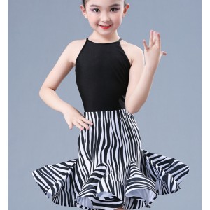 Wholesale children latin dance dress zebra girls kids modern dance stage performance tops and skirts costumes