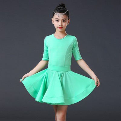 wholesale Girls ballroom latin dresses mint red black kids children competition stage performance latin dance ballroom dancing dress